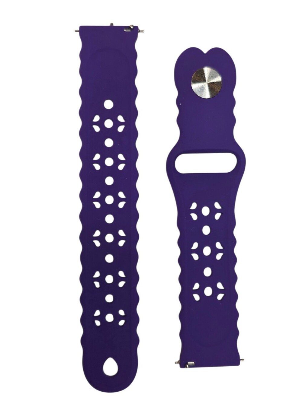 Purple Smartwatch Band 20mm Silicone Floral Laser Cut Tech Watch Accessories - Picture 1 of 3